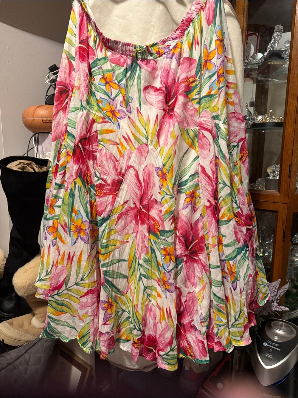 Tropical Pink Floral Circle Skirt
